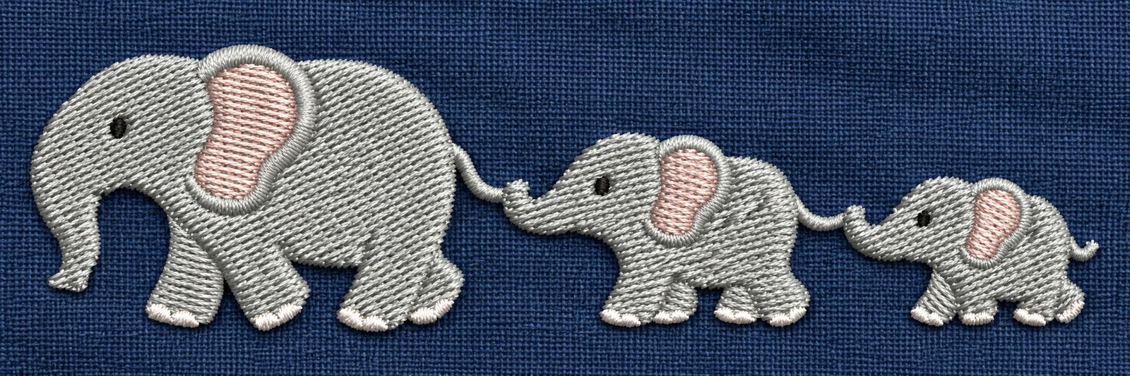 Elephant with babies embroidery design - Image 3