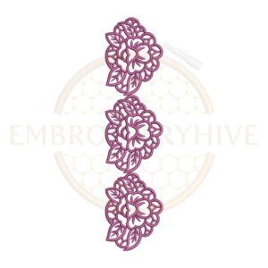 Double floral strip lace embroidery design, floral border machine embroidery file, decorative lace border for tablecloth dress and home decor.