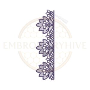 Elegant floral net lace embroidery design, decorative floral border machine embroidery file, lace border pattern for tablecloth dress and home decor.