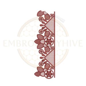 Floral triangle mesh lace embroidery design, decorative floral border machine embroidery file, lace border pattern for tablecloth dress and home decor.