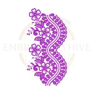 Curved petal floral lace embroidery design, wide floral border machine embroidery file, decorative lace border for tablecloth dress and home decor.