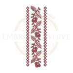 Diamond frame floral strip embroidery design, decorative floral border machine embroidery file, geometric lace border for tablecloth dress and home decor.