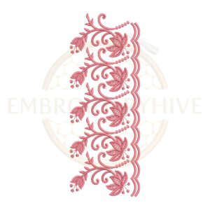 Elegant floral scallop lace embroidery design, floral border machine embroidery file, decorative scalloped lace border for tablecloth dress and home decor.