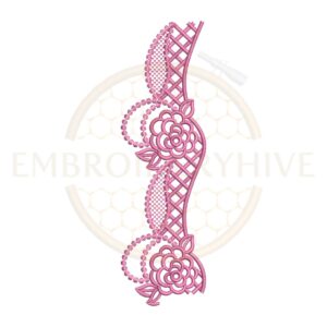 Rose lattice vine lace embroidery design, floral border machine embroidery file, decorative rose lace border for tablecloth dress and home decor.