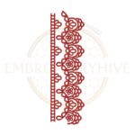Royal scallop floral lace embroidery design, decorative floral border machine embroidery file, scalloped lace border for tablecloth dress and home decor.
