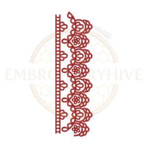 Royal scallop floral lace embroidery design, decorative floral border machine embroidery file, scalloped lace border for tablecloth dress and home decor.