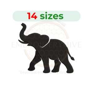 Elephant embroidery design for machine embroidery, cute elephant embroidery file 1 to 7.5 inch sizes, animal embroidery pattern instant download.