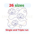 Lotus end to end quilting embroidery design, edge to edge quilt block pattern, continuous lotus pantograph for embroidery and longarm machines.