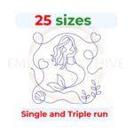 Mermaid edge to edge quilting embroidery design, mermaid E2E quilt pattern, end to end quilting embroidery file, mermaid quilt block design for embroidery and longarm machines.