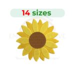 Blooming sunflower embroidery design for machine embroidery, floral sunflower embroidery file 1 to 7.5 inch sizes instant download pattern.