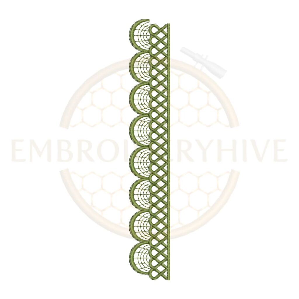 classic scalloped net lace border embroidery design, elegant lace edge machine embroidery design instant download