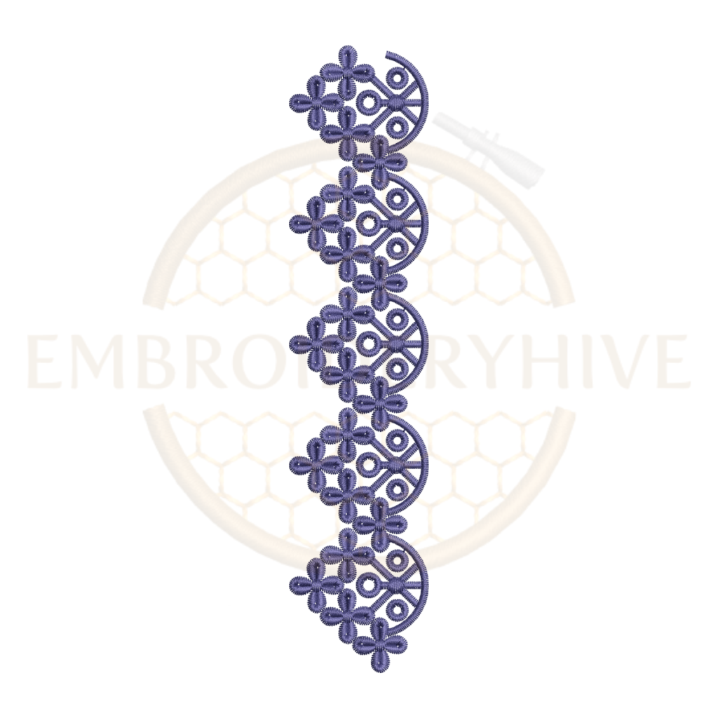 Decorative floral eyelet lace border embroidery design for machine embroidery, elegant floral eyelet lace edge pattern instant download.
