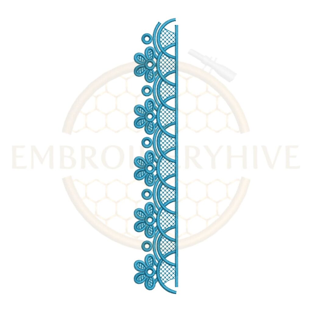 Delicate daisy lace edge embroidery design, floral daisy border machine embroidery file for tablecloth dress and home decor.