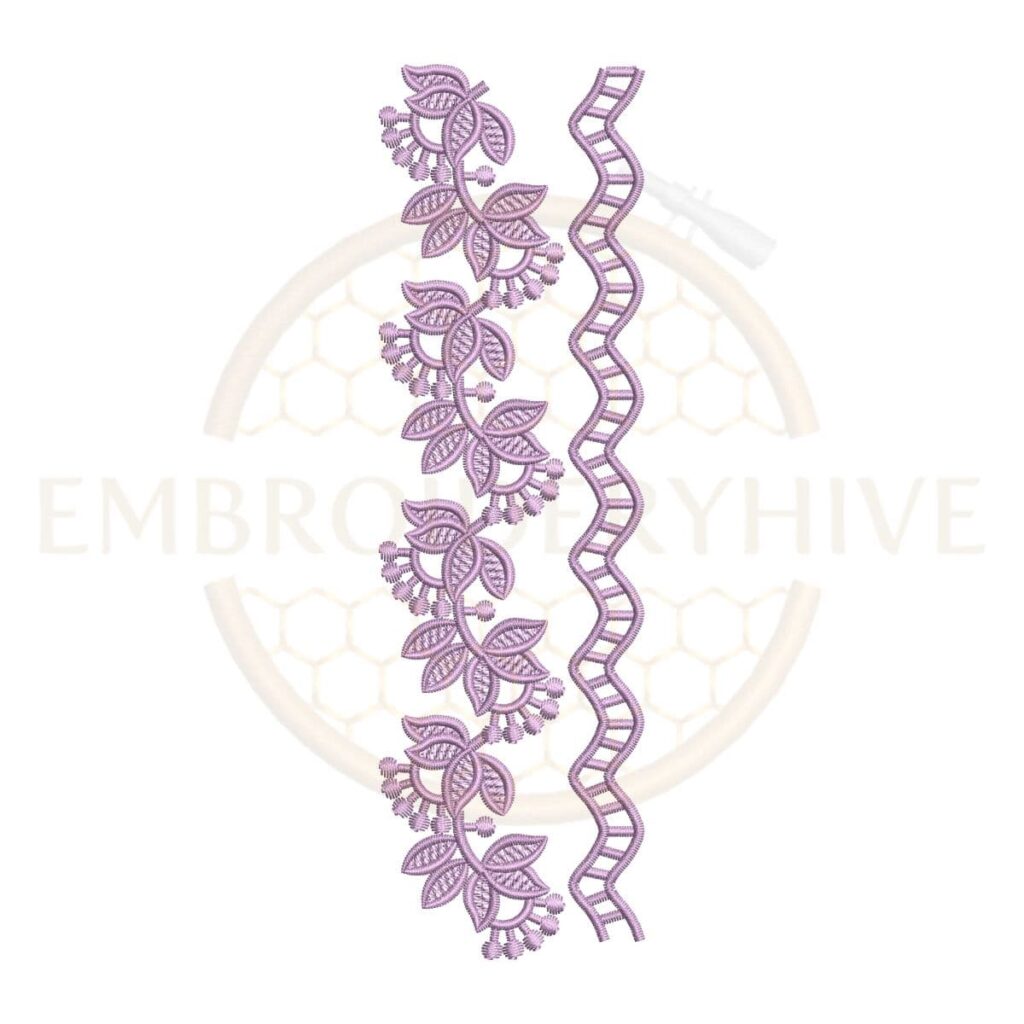 leaf vine border embroidery design delicate floral lace machine embroidery border instant download