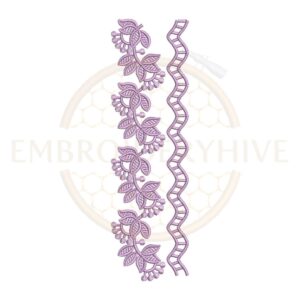 leaf vine border embroidery design delicate floral lace machine embroidery border instant download