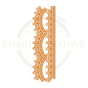 orange loop scallop lace embroidery design, border machine embroidery design 2.15 x 7.19 inch instant download