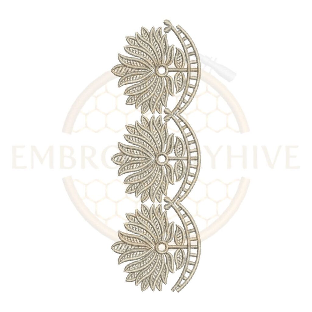 sunflower border embroidery design scallop lace floral machine embroidery border instant download