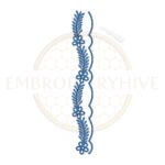 Blue leaf flower lace embroidery design, decorative floral border machine embroidery file, elegant lace border for tablecloth dress and home decor.