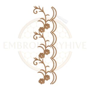Brown antique vine embroidery design, vintage vine border machine embroidery file, decorative lace border for tablecloth dress and home decor.