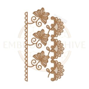 Elegant butterfly lace border embroidery design for machine embroidery, decorative butterfly floral lace edge pattern instant download.