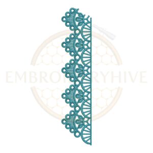 teal circular scallop lace embroidery design, border machine embroidery design 1.64 x 7.45 inch instant download