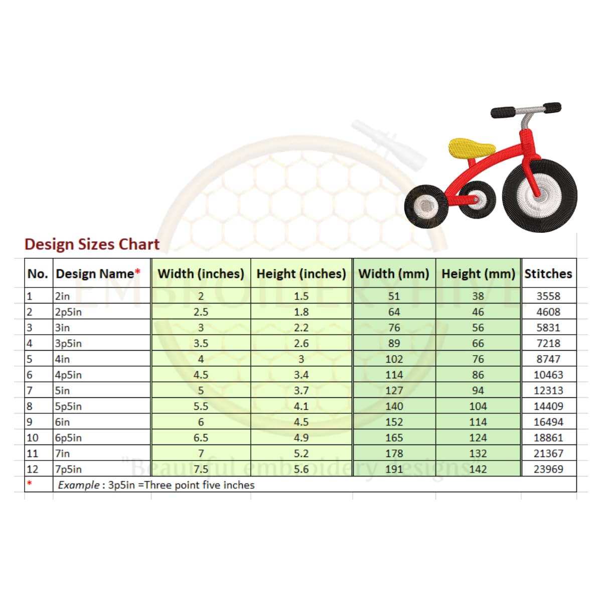 Tricycle embroidery design - Image 2