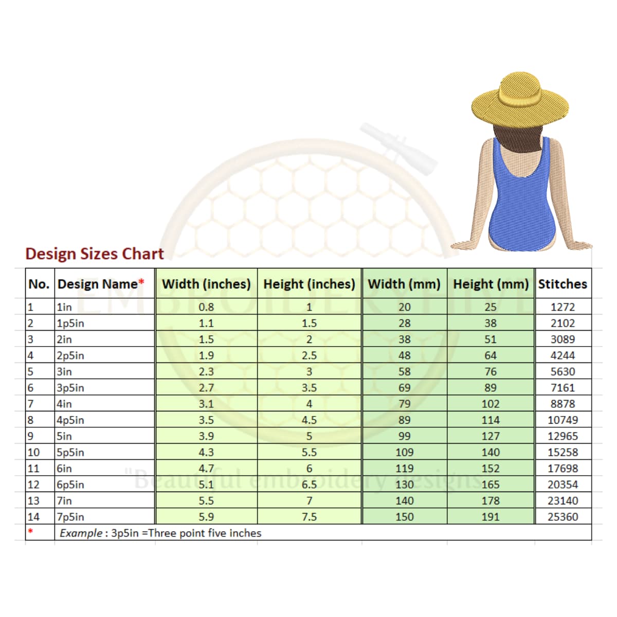 Bathing beauty embroidery design - Image 2