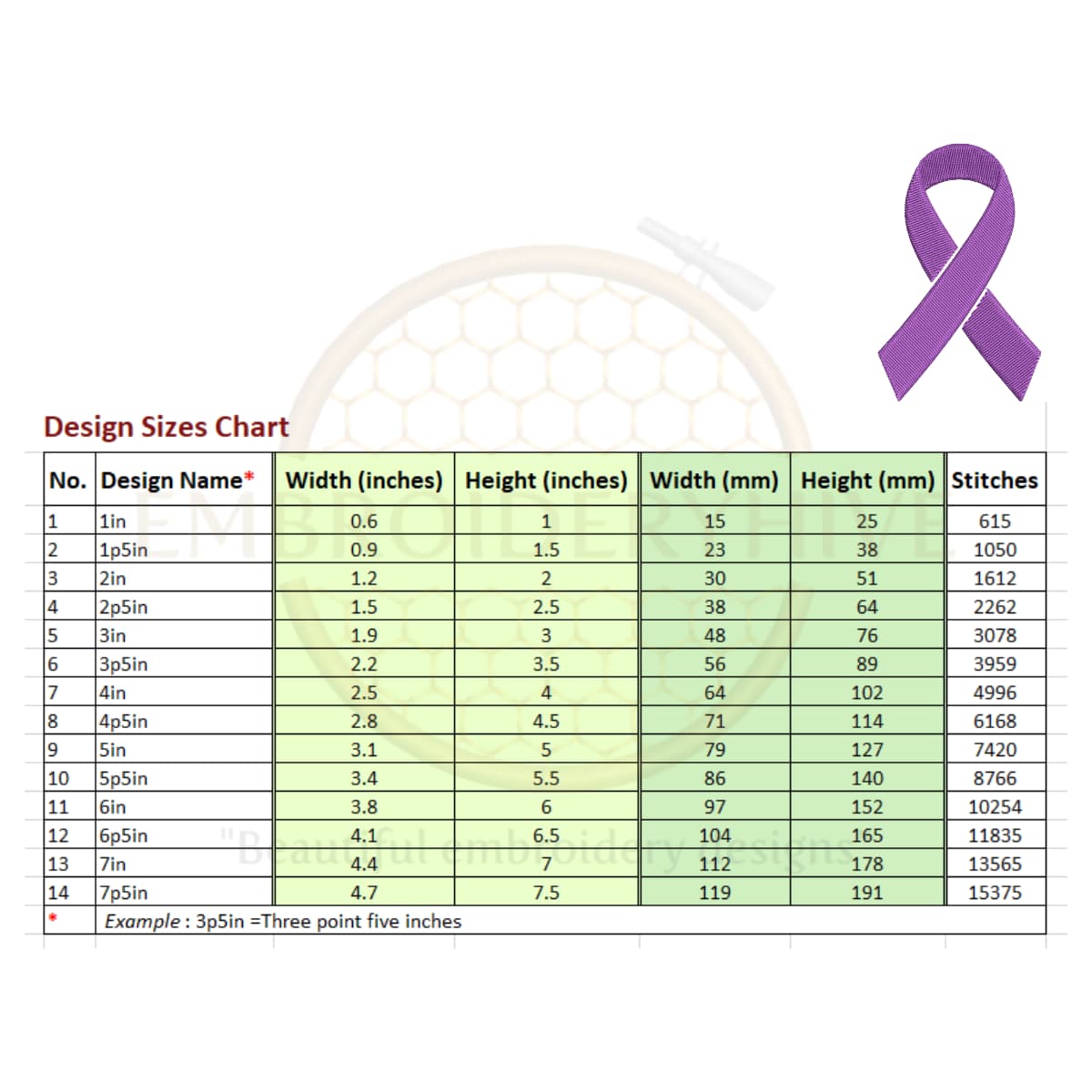 Purple Awareness ribbon embroidery design - Image 2