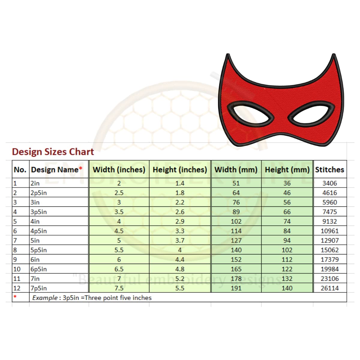 Superhero Mask embroidery design - Image 2