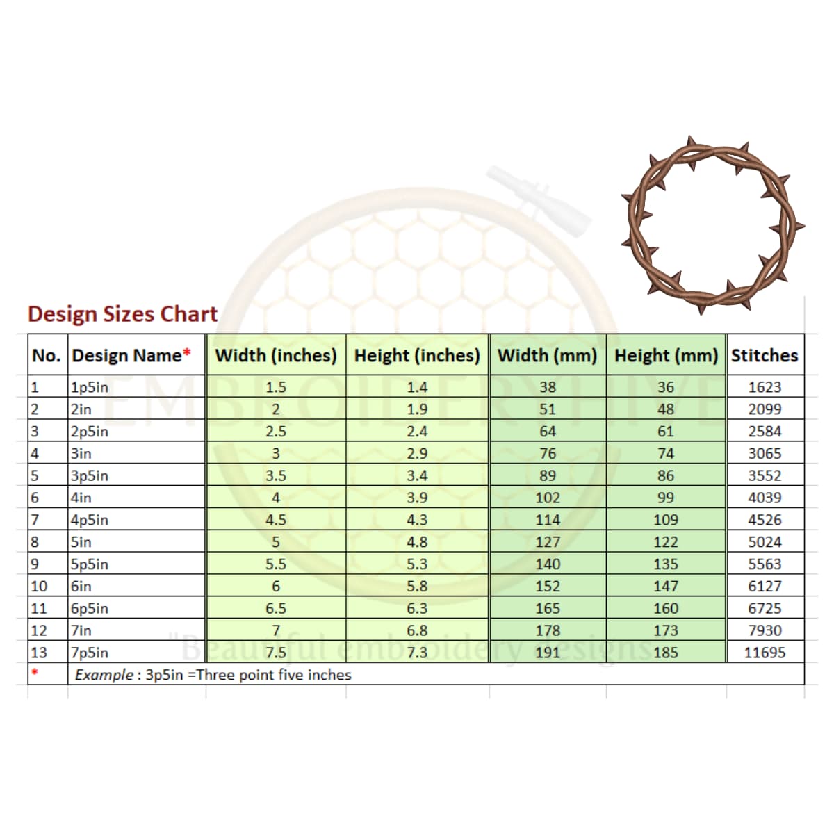 Crown of thorns embroidery design - Image 2