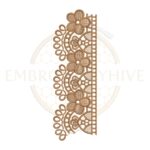 brown floral lace scallop embroidery design, floral border machine embroidery design 2.56 x 7.69 inch instant download