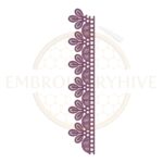 dark purple simple flower edge embroidery design, floral border machine embroidery design 1.36 x 7.45 inch instant download