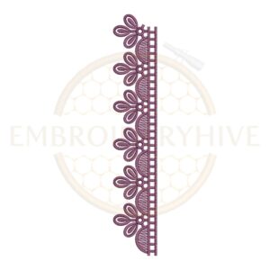dark purple simple flower edge embroidery design, floral border machine embroidery design 1.36 x 7.45 inch instant download