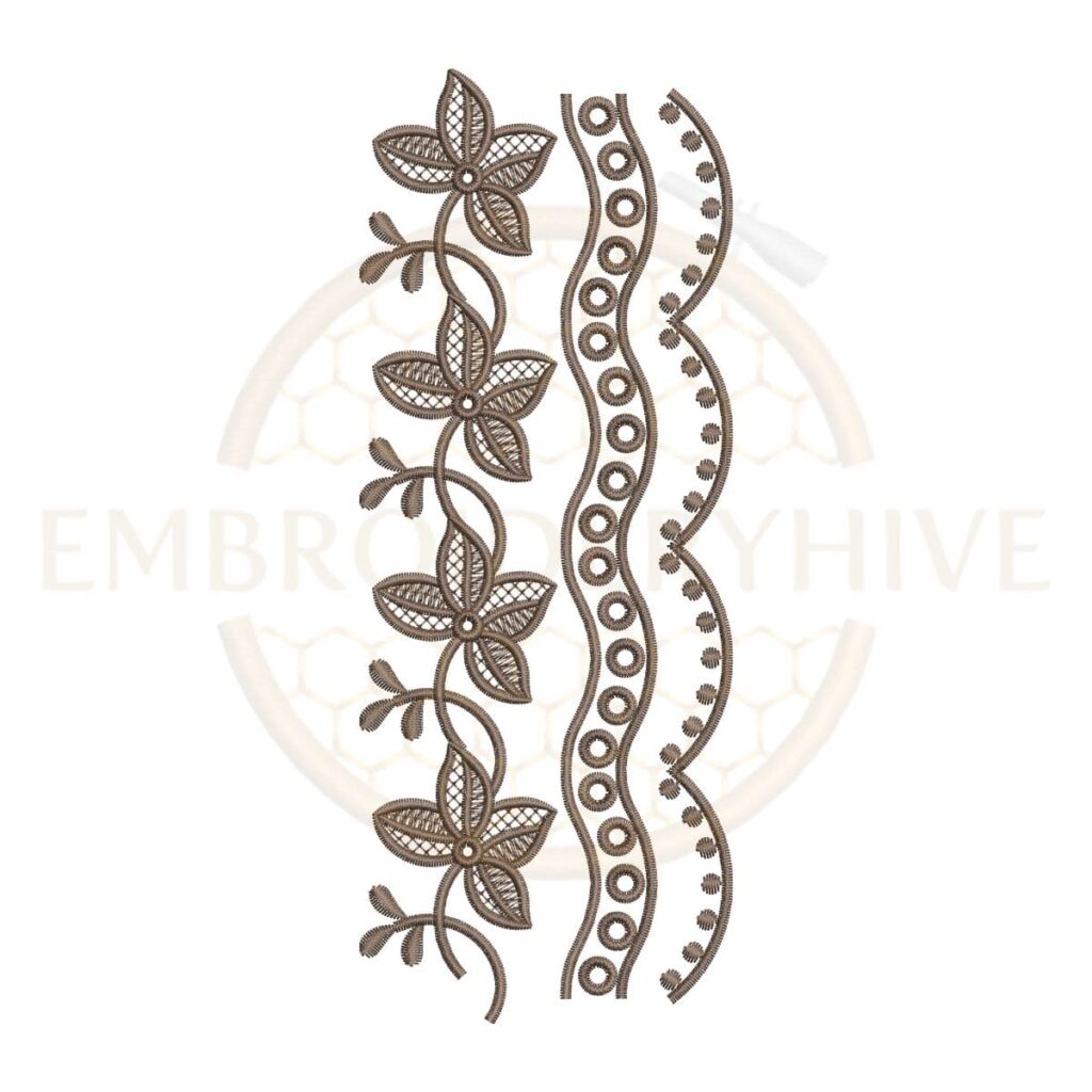 decorative floral border embroidery design multi line lace machine embroidery border instant download