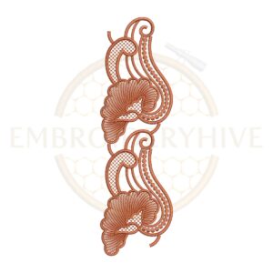 Elegant paisley floral lace embroidery design, decorative paisley floral border machine embroidery file for tablecloth dress and home decor.