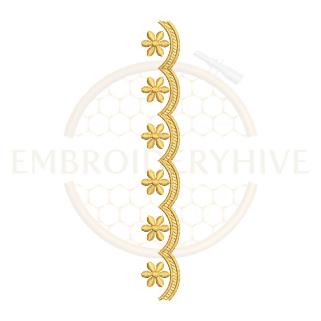 floral scalloped lace border embroidery design, delicate floral lace machine embroidery design instant download