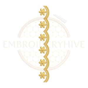 floral scalloped lace border embroidery design, delicate floral lace machine embroidery design instant download