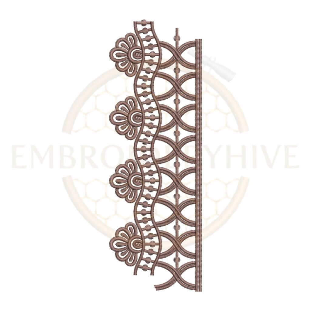 geometric floral lace embroidery design, floral border machine embroidery design 2.40 x 7.04 inch instant download