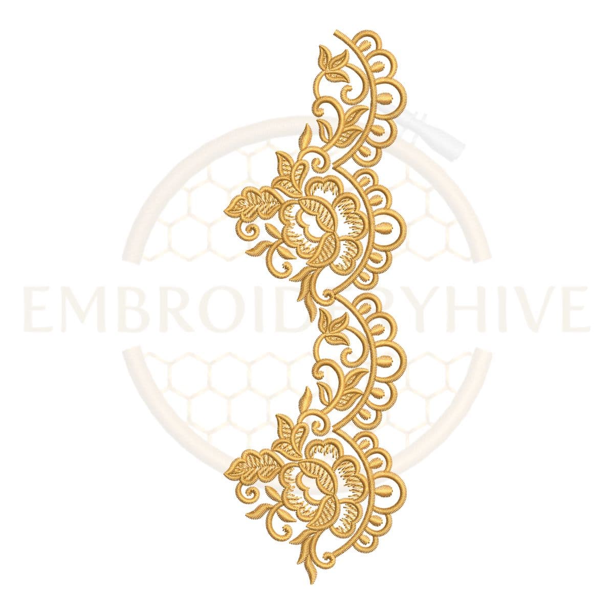 royal floral scalloped lace border embroidery design elegant machine embroidery border instant download