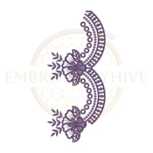 vintage floral border embroidery design half scallop lace machine embroidery border instant download