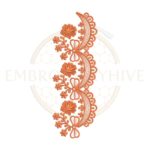 Vintage floral scalloped lace embroidery design, decorative floral border machine embroidery file for tablecloth dress and home decor.