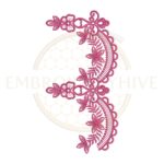 Floral pink heavy lace embroidery design, bold floral border machine embroidery file, decorative lace for tablecloth dress and home decor.