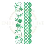 Floral vine lattice embroidery design, decorative floral border machine embroidery file, elegant lace border for tablecloth dress and home decor.
