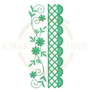 Floral vine lattice embroidery design, decorative floral border machine embroidery file, elegant lace border for tablecloth dress and home decor.