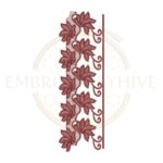 Vintage leaf vine lace border embroidery design for machine embroidery, floral vine lace edge pattern instant download.