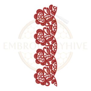 floral border embroidery design, bold scalloped lace border machine embroidery design instant download