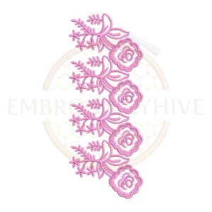 This is a digital download machine embroidery design of Floral border embroidery design-Soft Pink Rose Floral lace (E-1045), instant download. Border Embroidery Designs Can use on Table Cloths, Bedsheet, Pillow Cover, Curtains, Towel and Many More Home Decor Items, Even you can use in Women's Cloths like Suit, Dress, Kurti, Kaftan Etc. SIZES: SIZE 2.84″ х 7.10″ / w72 х h180mm.St: 13223 After purchase, you will get a zip file with the design in these formats: Formats : DST, EXP, JEF, HUS, PEC, PES, VIP, PCS, CSD, VP3, XXX (If you require a different format not mentioned here, contact us before making your purchase.) PLEASE NOTE: This is a digital file for machine embroidery. You must have an embroidery machine and the ability to transfer designs from your computer to your embroidery machine. We recommend avoiding resizing or editing the design to maintain the best embroidery quality. After your purchase, you will get a ZIP file to download. If your computer can't open ZIP files, you can use free software like WinZip, WinRAR, or 7-Zip to access the design files inside. As this is a digital product, refunds are unavailable. Thank you for your understanding. TERMS OF USE: All designs are created by our team and are copyrighted. Feel free to use them for personal or business projects without limitations. Just a friendly reminder: please don't share or sell the design files. We're here to help with any questions or concerns you may have. Don't hesitate to reach out – we're committed to ensuring your satisfaction!