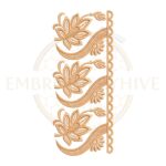 Elegant lotus paisley lace border embroidery design for machine embroidery, floral paisley lace edge embroidery pattern instant download.