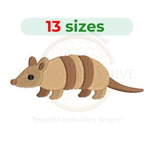 Armadillo embroidery design, wildlife animal machine embroidery design 1.5 to 7.5 inch instant download
