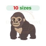 baby gorilla embroidery design, cute animal machine embroidery design 3 to 7.5 inch instant download